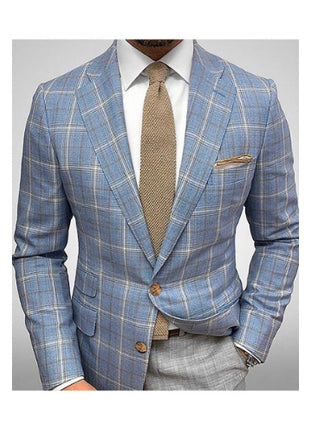 Light Business Men's Printed Checks Coat