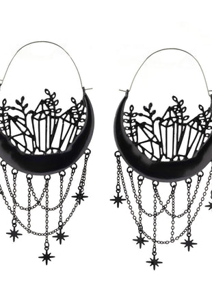 Halloween Flower Hollow Tassel Stud Earrings