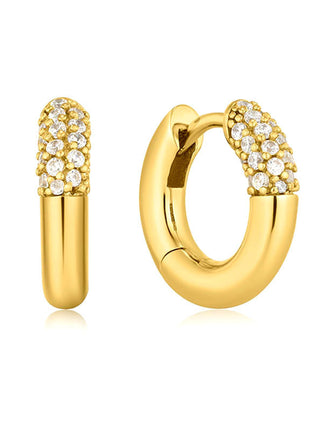 Sterling Silver Needle Street Fashion Geometry Pattern Round Rhinestone Earrings