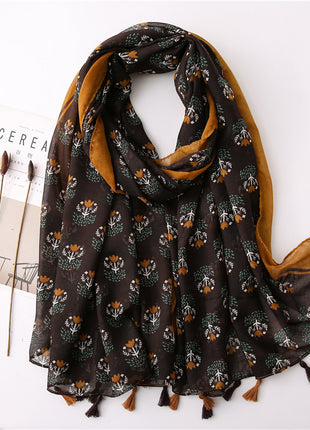 Japanese Style Artistic Cotton and Linen Scarf Bohemian Cashew