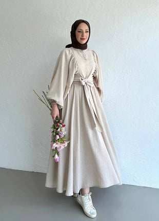Long Sleeves Top Swing Mid-length Dress