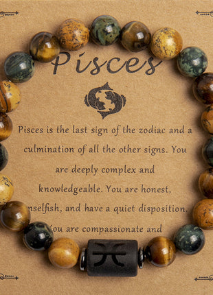 Natural Tiger Eye Zodiac Beaded Bracelet