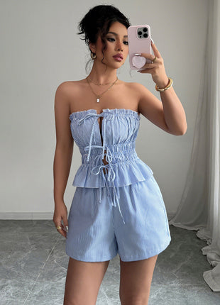 Women's Tied Top Shorts Two-piece Suit Clothing