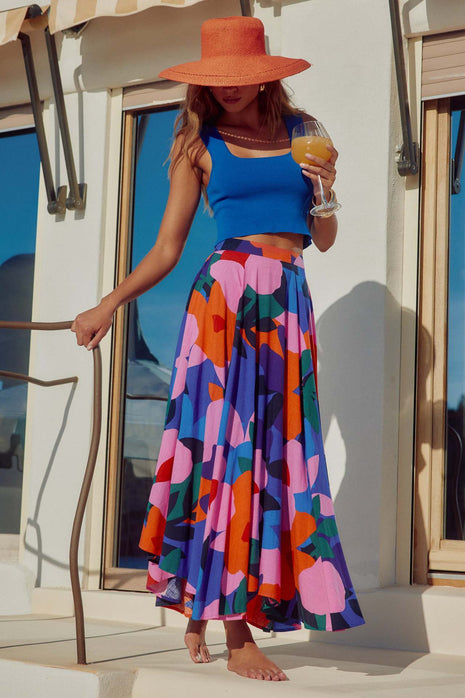 Casual Printing Bohemian Midi Skirt