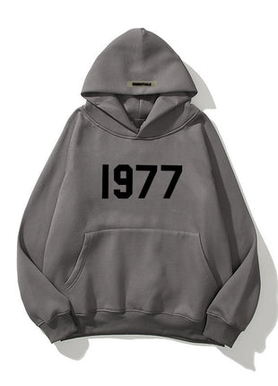 Fashion High Street Loose Fleece-lined 1977 Hoodies