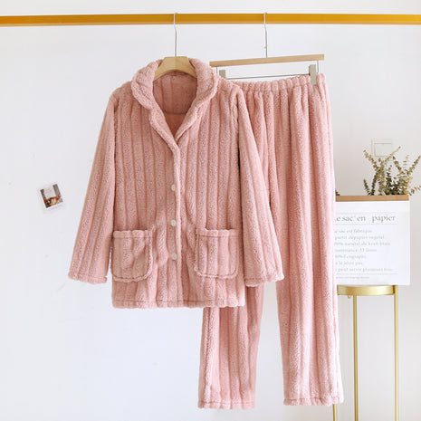 Simple Coral Fleece Pyjamas