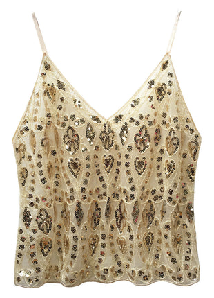 Heavy Embroidery Sequins Vest Shiny Small Sling
