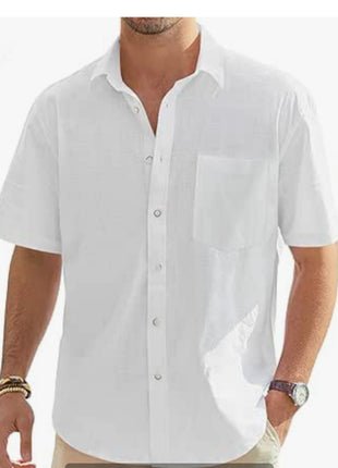 Cotton And Linen Short Sleeve Shirt