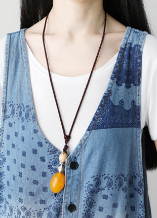 Sleeveless Washed Ripped Denim Suspender Overall