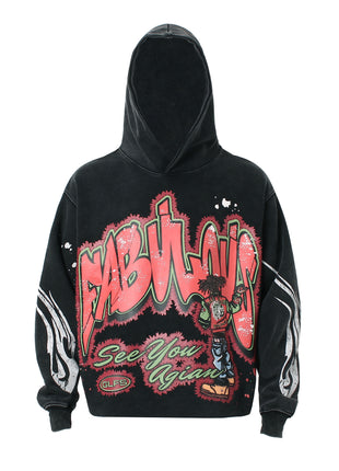 Street Fashion Washed Water Print Hoodie