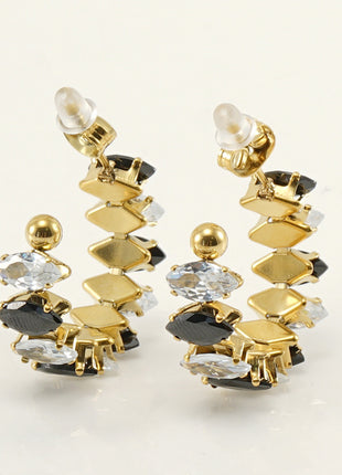 Stainless Steel Zircon Rhinestone Earrings
