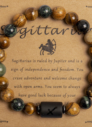 Natural Tiger Eye Zodiac Beaded Bracelet