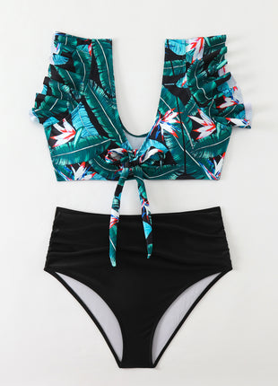 Flounced Split High Waist Bikini
