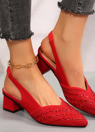 Rhinestone Pointed Toe Low Heel