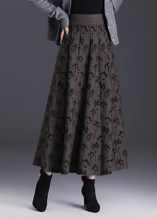 High Waist A- Line Large Hem Midi Skirt