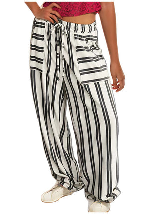 Drawstring High Waist Casual Belt Pocket Women