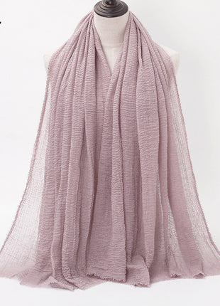 Pure Color Pleated Cotton Scarf Cotton And Linen Scarf