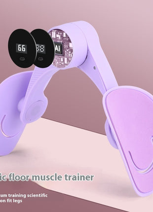 Purple pelvic floor muscle trainer on a pink background