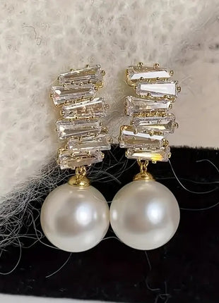 Zircon Pearl Vintage Earrings