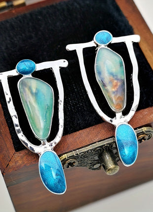 Vintage Earrings Pearl Enamel