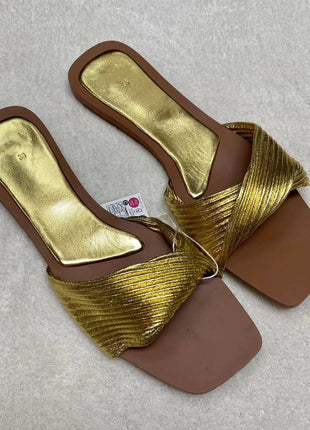 Casual Leather Pleated Flat