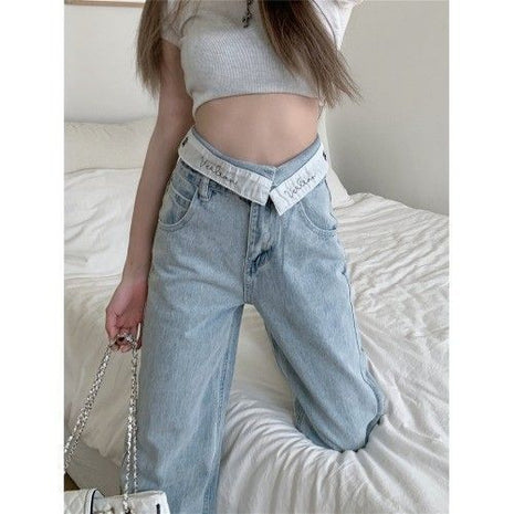 High Waist Wide Leg Flanging Waist Jeans