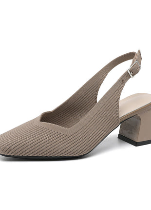 Breathable Square Toe Cap High Heel