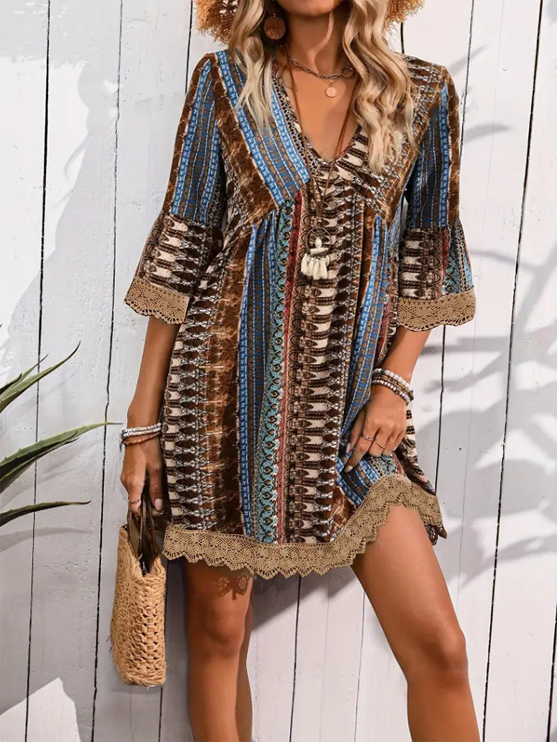 V-neck Casual Loose Dress