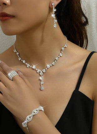 Crystal Necklace, Earrings, Bracelet & Ring Set