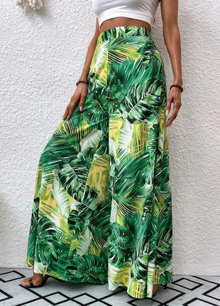 Fashionable Chiffon Floral Wide-leg Pants