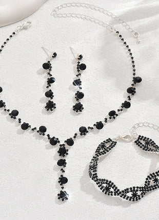 Artificial Crystal Necklace, Earrings & Bracelet Set