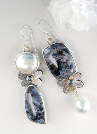 Vintage Earrings Women's Pearl Enamel