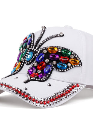Butterfly Diamond Denim Peaked Cap