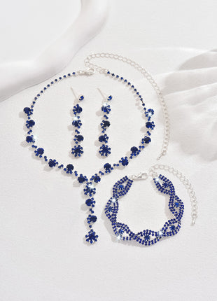 Artificial Crystal Necklace, Earrings & Bracelet Set