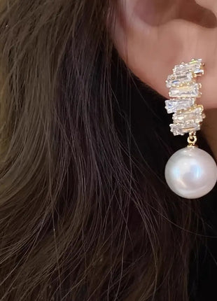 Zircon Pearl Vintage Earrings