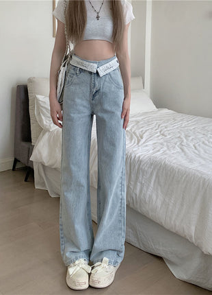 High Waist Wide Leg Flanging Waist Jeans
