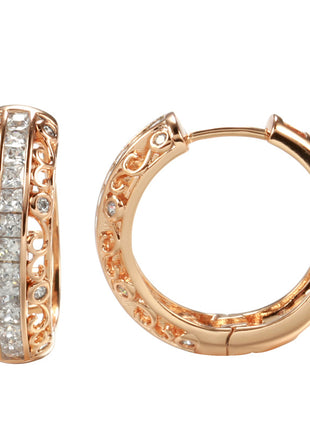 Natural Zircon Rose Gold Micro Rhinestone Earrings