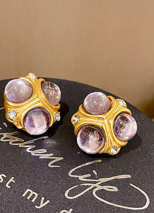 3D Pink Crystal Earrings