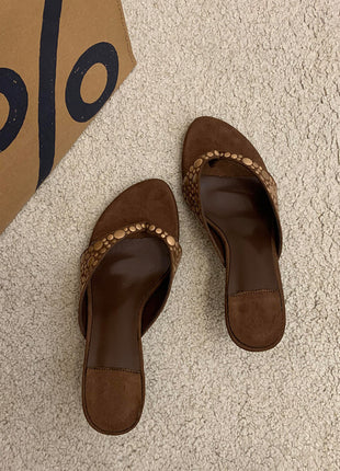 Retro Rivet Suede Stiletto High Heels