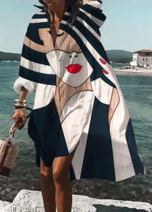 Casual Loose Lapels Mid-length Dress