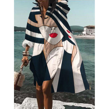 Casual Loose Lapels Mid-length Dress