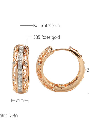Natural Zircon Rose Gold Micro Rhinestone Earrings