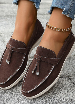 Casual Slip-On Tassel Loafers Shallow Mouth Design