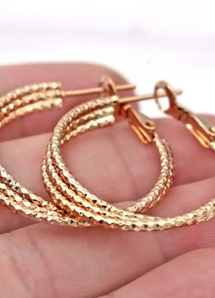 Simple Ethnic Style Geometric Metal Hoop Earrings