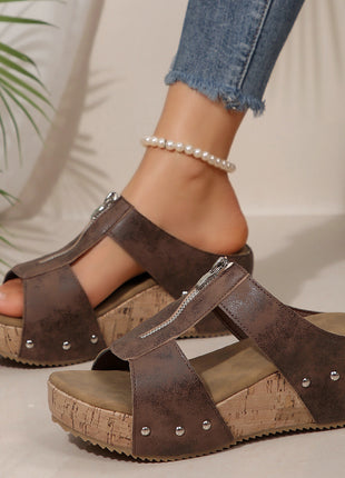 Plus Size Peep Toe Wedge Mule