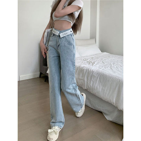 High Waist Wide Leg Flanging Waist Jeans