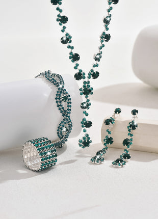 Crystal Necklace, Earrings, Bracelet & Ring Set