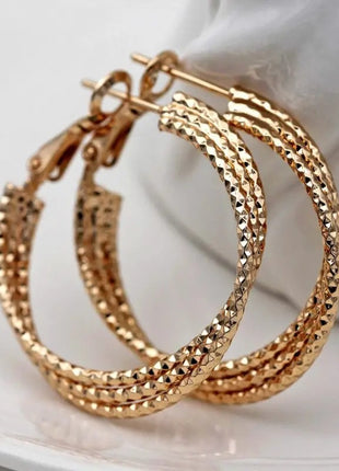 Simple Ethnic Style Geometric Metal Hoop Earrings