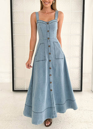 Denim Backless High Waist Dress