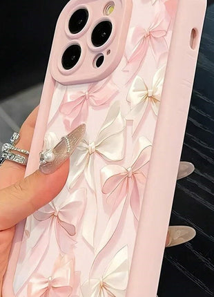 iPhone 11/12/13/14/15/16 Print Silk Bow Phone Case